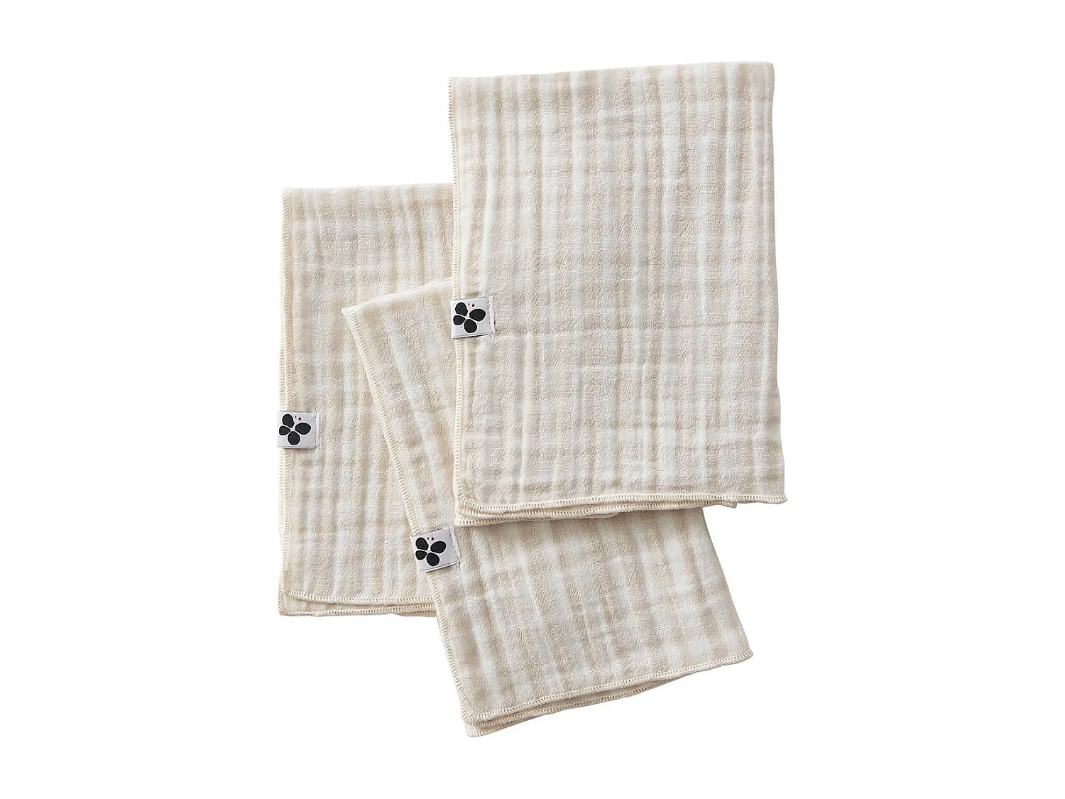 JOEL - Lot de 3 Serviettes 40x40cm Gaze de Coton Vichy Coloris Pampa