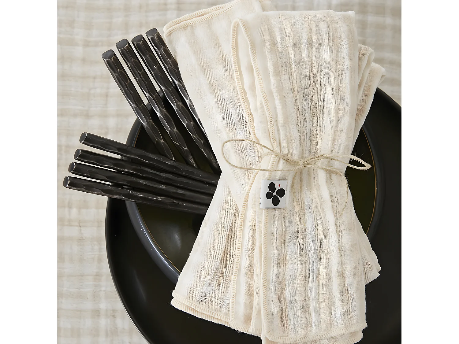 JOEL - Lot de 3 Serviettes 40x40cm Gaze de Coton Vichy Coloris Pampa