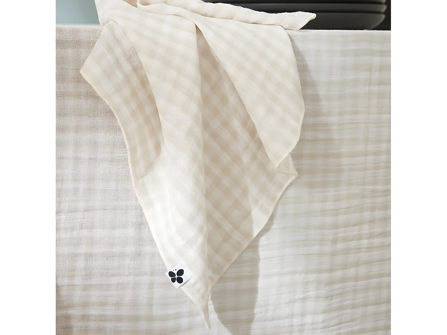 JOEL - Lot de 3 Serviettes 40x40cm Gaze de Coton Vichy Coloris Pampa