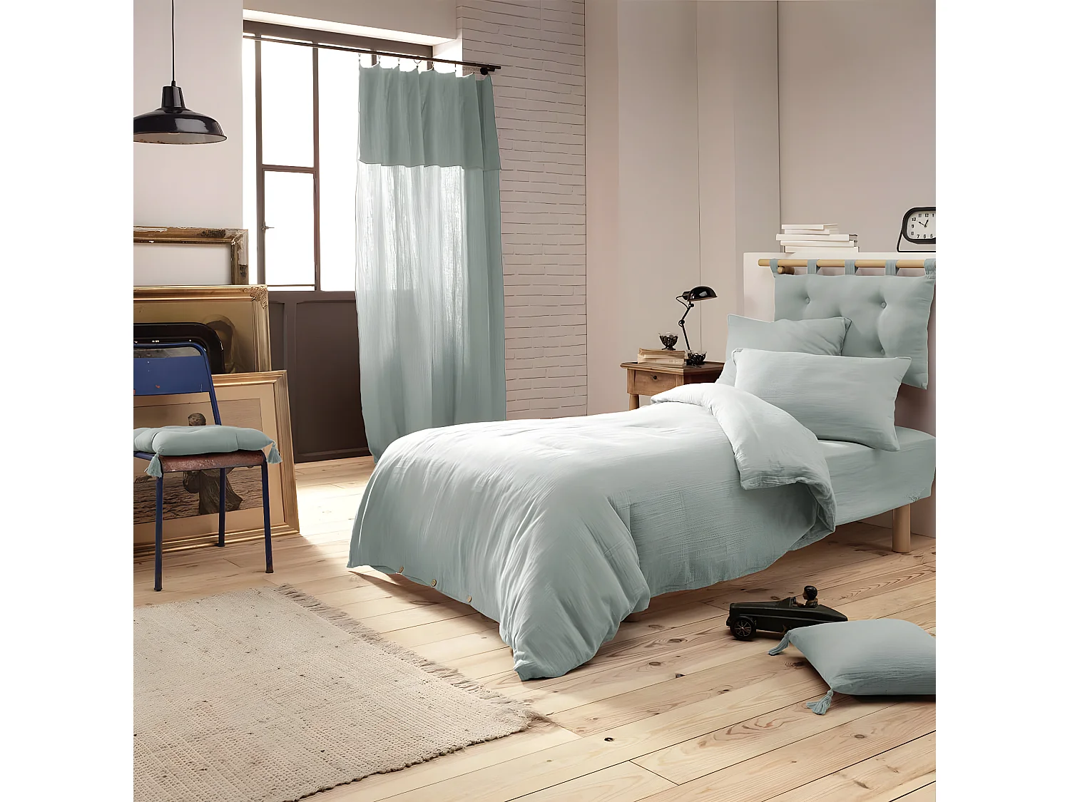 OUREA - Housse de Couette 140x200cm Gaze de Coton Eucalyptus