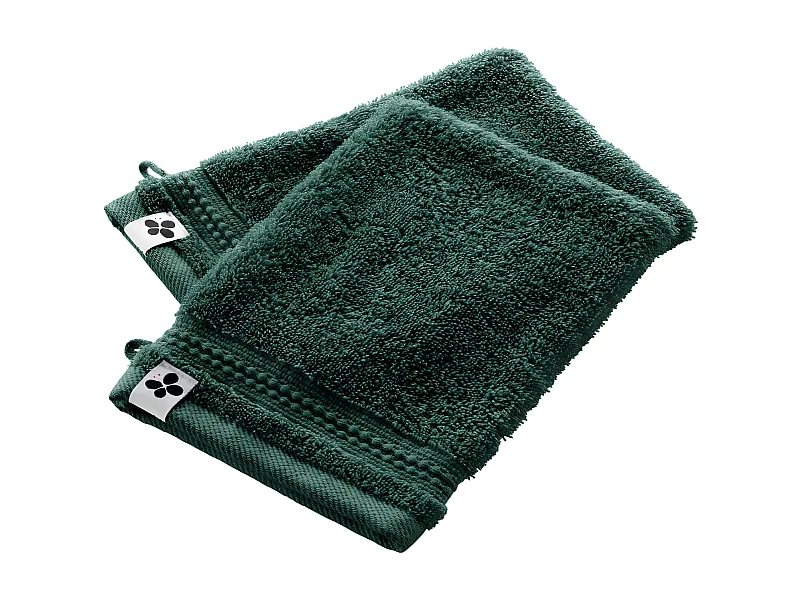 EMMA - Lot de 2 Gants 15x21cm en Coton Bio Coloris Emeraude