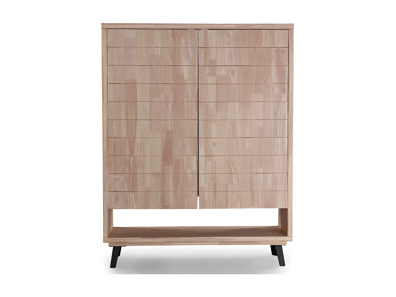 ROBLE - Buffet haut en bois de chêne clair avec portes magnétiques