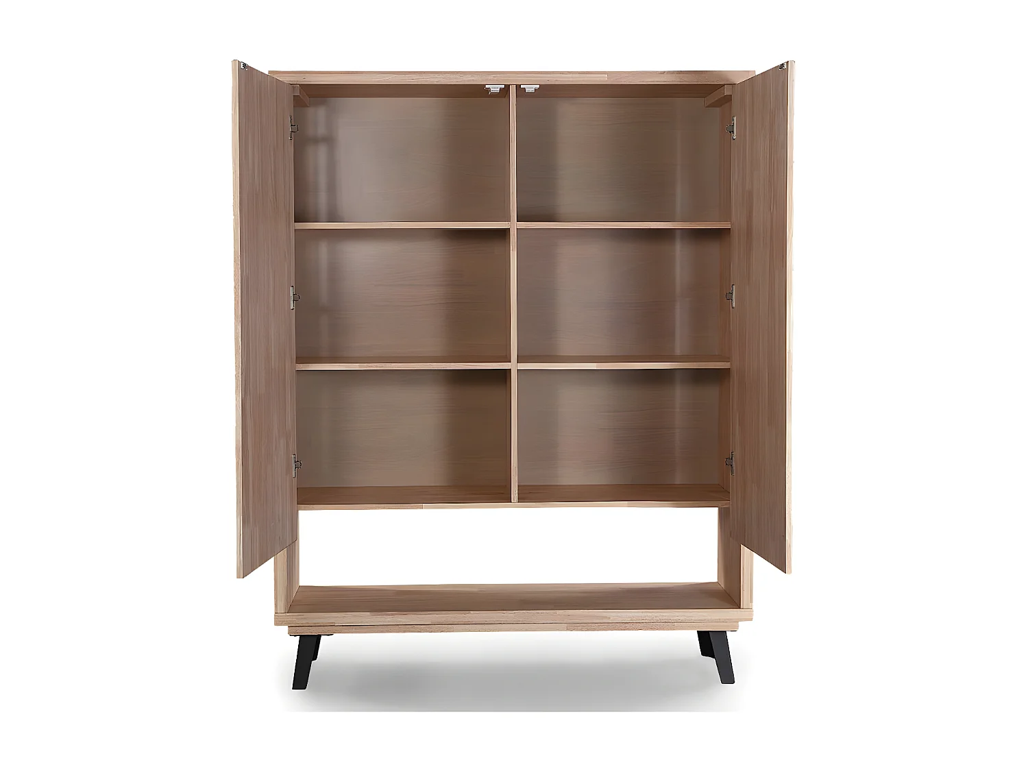 ROBLE - Buffet haut en bois de chêne clair avec portes magnétiques