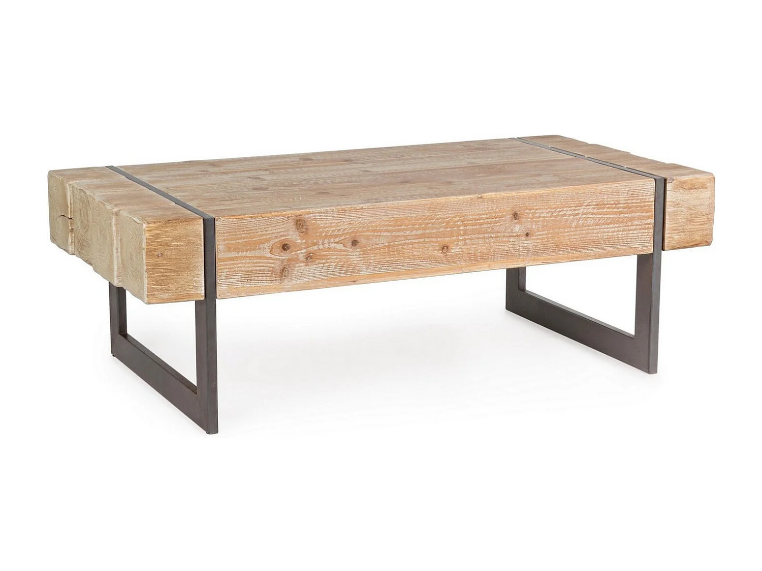 COURCHEVEL - Table Basse Bois Naturel avec Piètement Acier