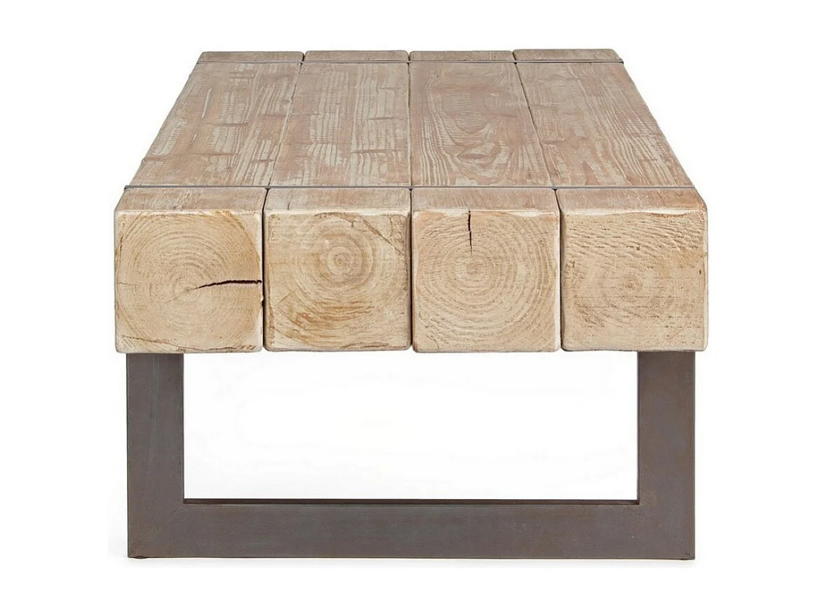 COURCHEVEL - Table Basse Bois Naturel avec Piètement Acier