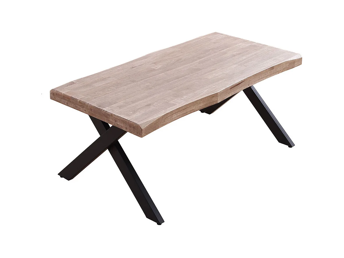 KAMILA - Table basse rehaussable en bois de chêne et acier noir