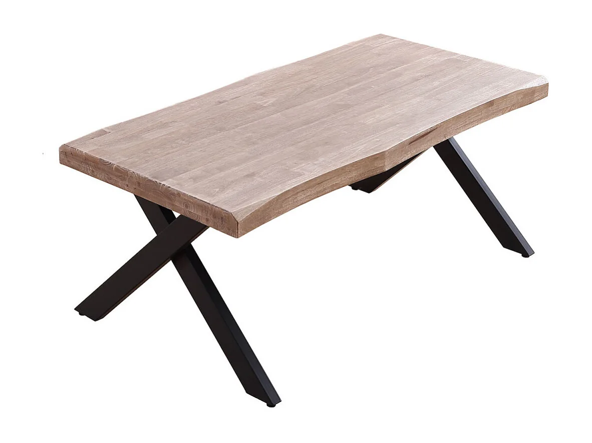 KAMILA - Table basse rehaussable en bois de chêne et acier noir