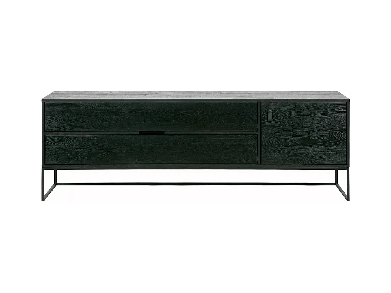SILAS - Meuble TV en frêne noir 180 cm
