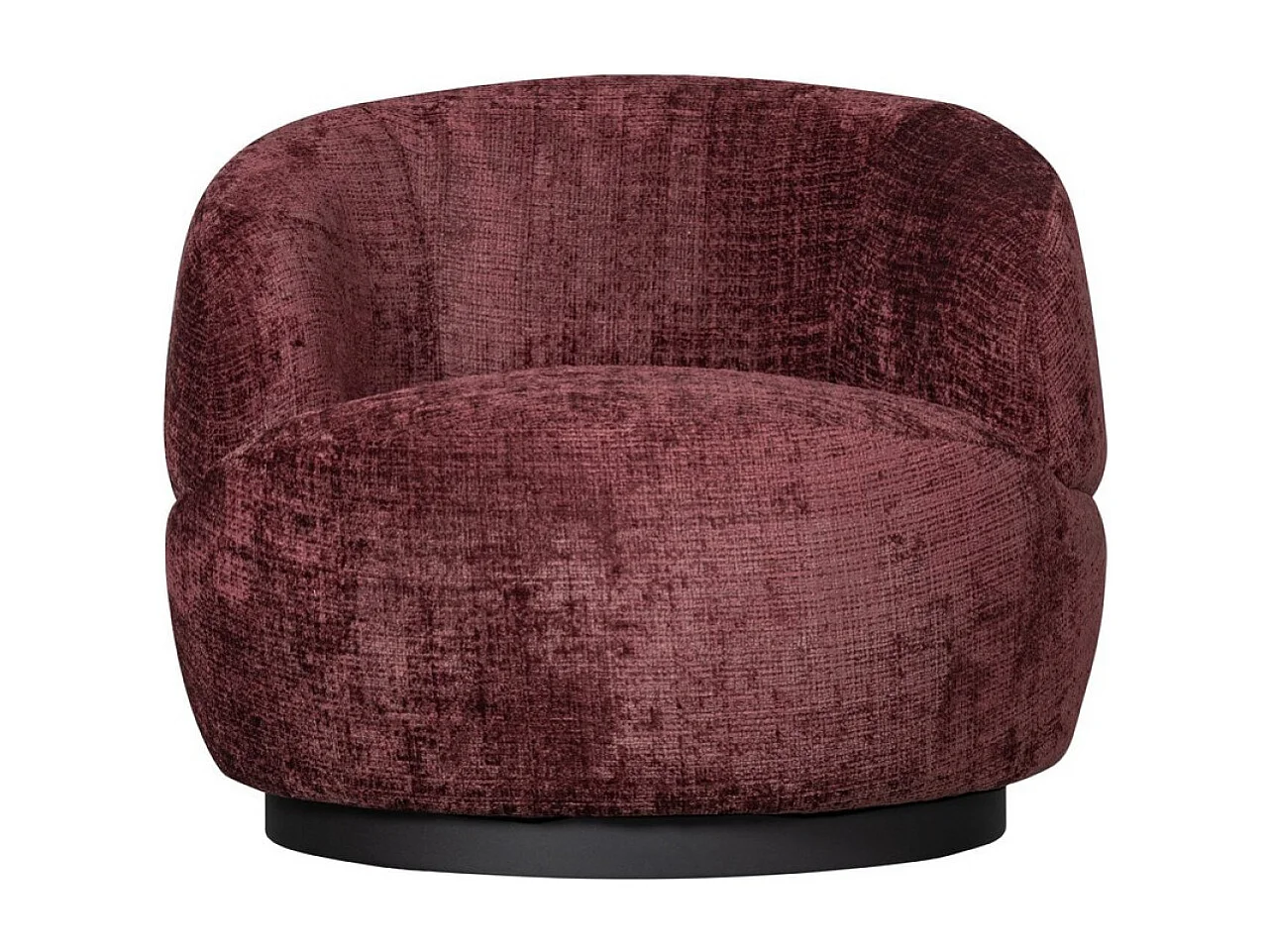 WOOLLY - Fauteuil en tissu chenille lie de vin pivotant