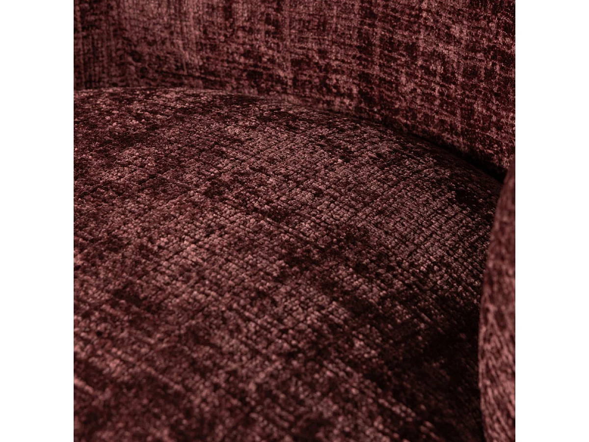 WOOLLY - Fauteuil en tissu chenille lie de vin pivotant