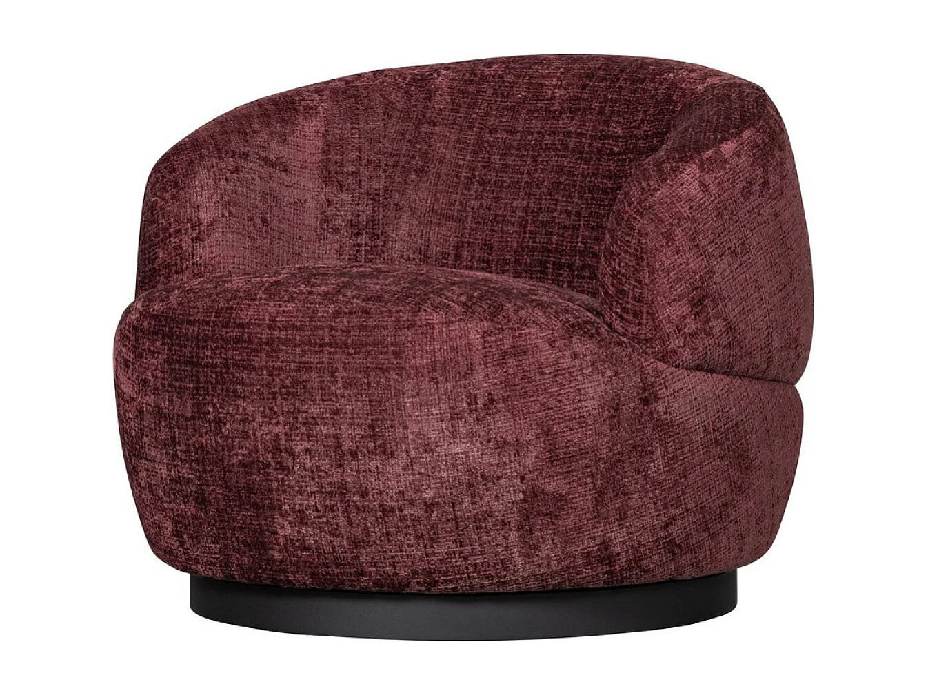 WOOLLY - Fauteuil en tissu chenille lie de vin pivotant
