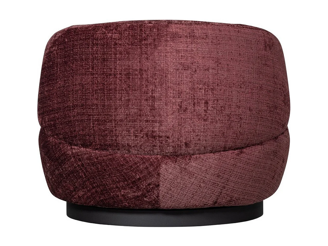 WOOLLY - Fauteuil en tissu chenille lie de vin pivotant