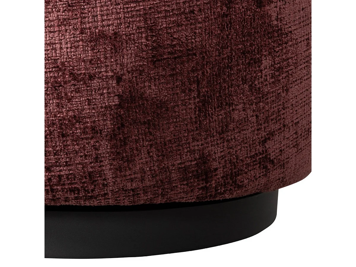 WOOLLY - Fauteuil en tissu chenille lie de vin pivotant