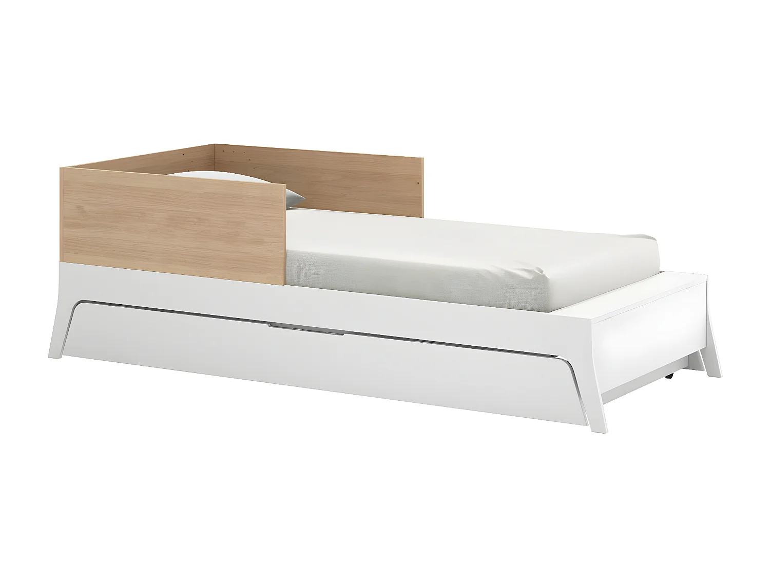 Pack lit bébé combiné et évolutif avec matelas 70x140 cm panneaux de fibres blanc et bois CHARLIE