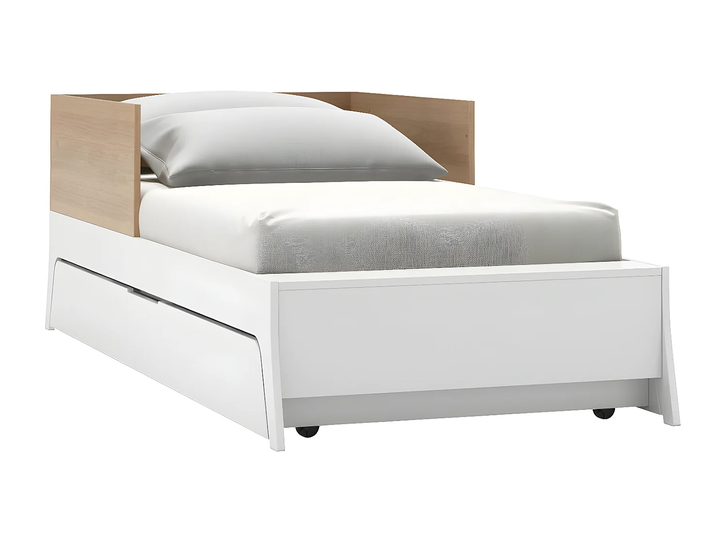 Pack lit bébé combiné et évolutif avec matelas 70x140 cm panneaux de fibres blanc et bois CHARLIE