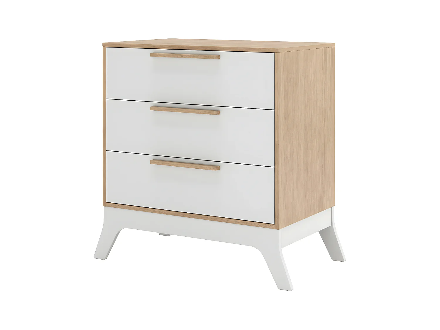 Pack lit bébé combiné et évolutif avec matelas 70x140 cm panneaux de fibres blanc et bois CHARLIE