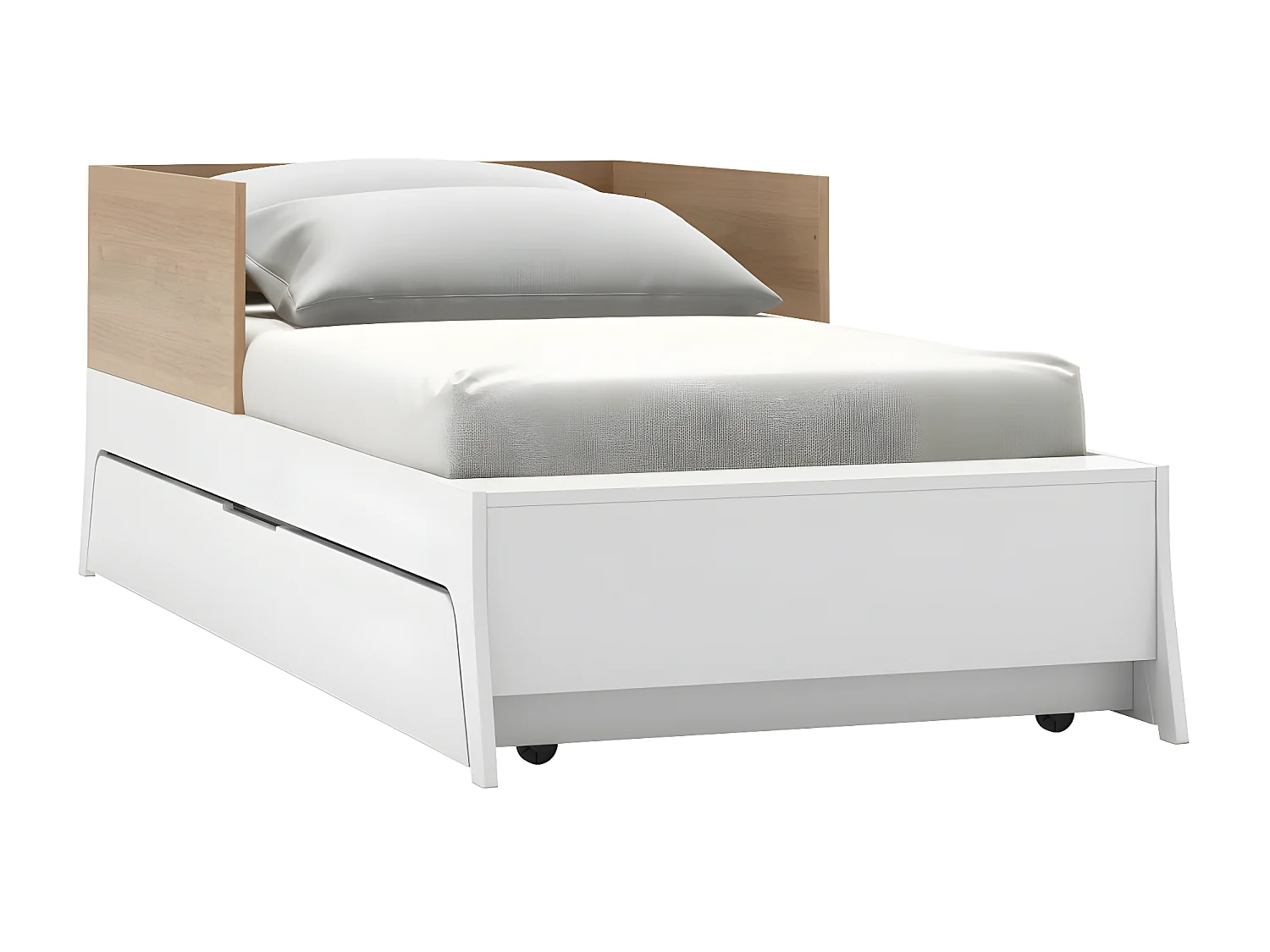 Pack lit bébé combiné et évolutif avec matelas 70x140 cm panneaux de fibres blanc et bois CHARLIE