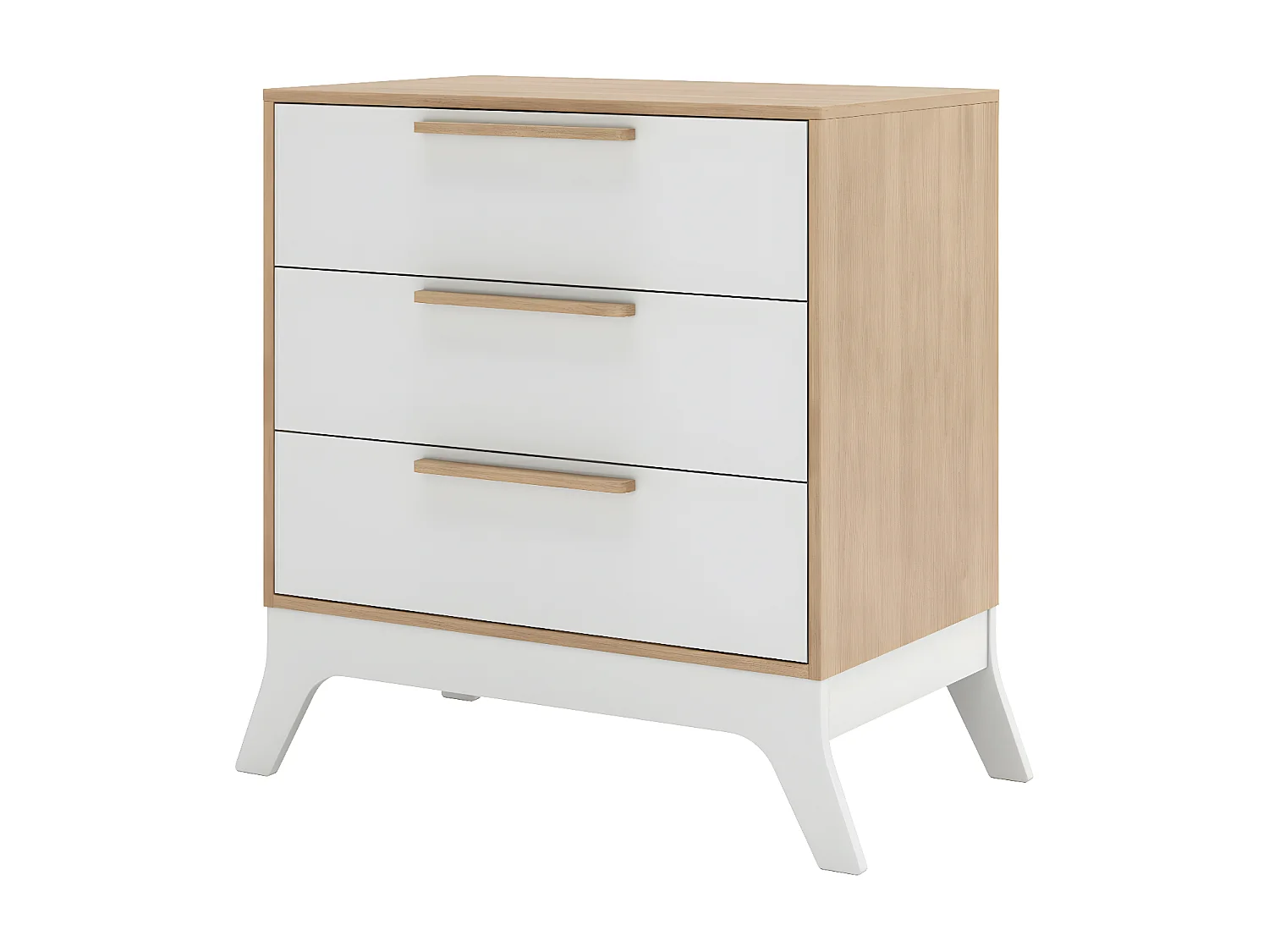 Pack lit bébé combiné et évolutif avec matelas 70x140 cm panneaux de fibres blanc et bois CHARLIE