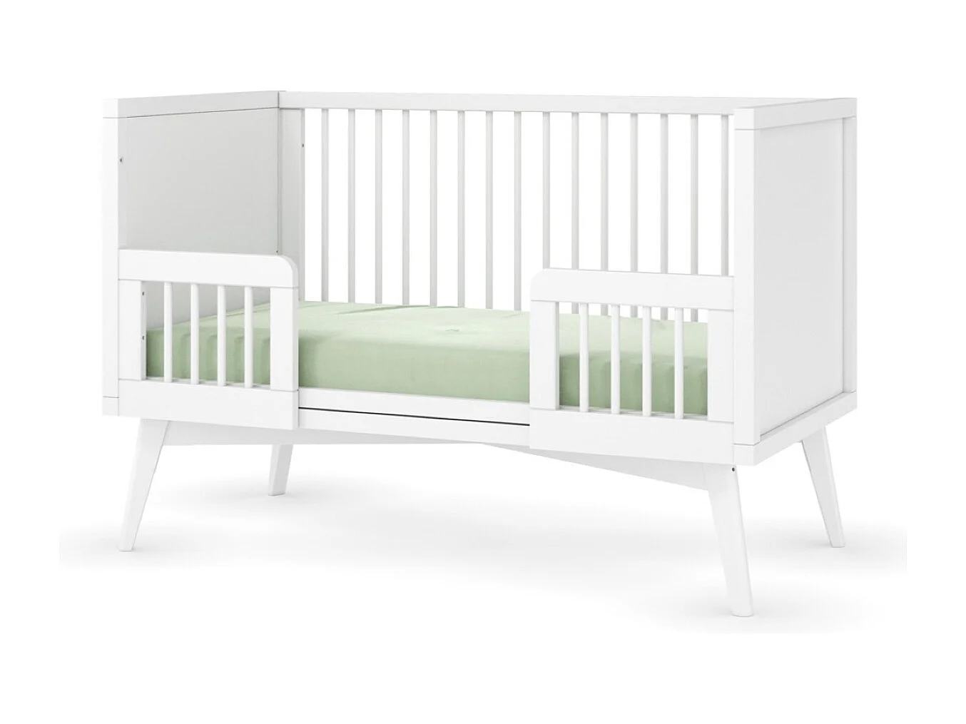 Pack lit bébé évolutif Montessori avec matelas 70x140 cm bois massif blanc MARLEY