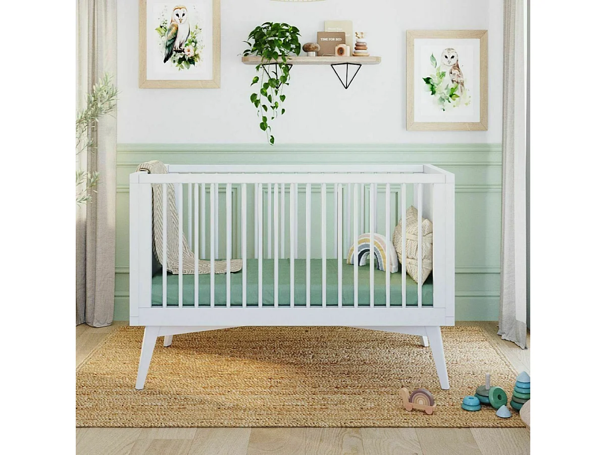 Pack lit bébé évolutif Montessori avec matelas 70x140 cm bois massif blanc MARLEY