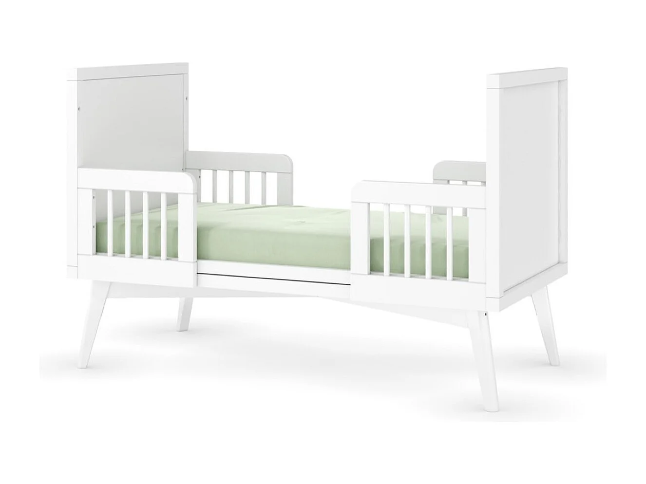 Pack lit bébé évolutif Montessori avec matelas 70x140 cm bois massif blanc MARLEY