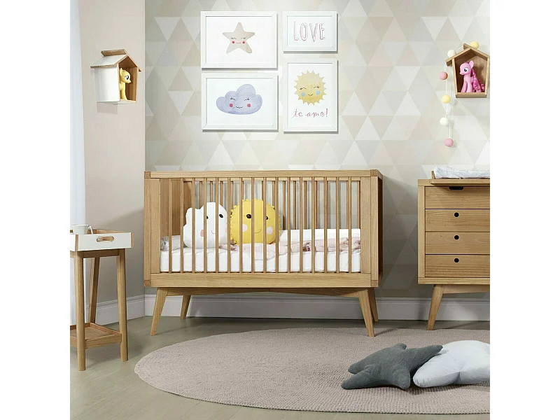 Lit bébé évolutif Montessori 70x140 cm bois massif bois MARLEY