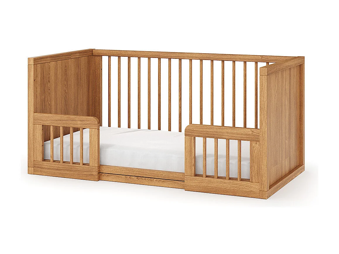 Pack lit bébé évolutif Montessori avec matelas 70x140 cm bois massif bois MARLEY