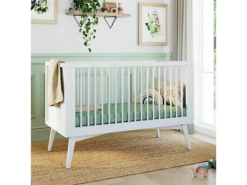Lit bébé évolutif Montessori 70x140 cm bois massif blanc MARLEY