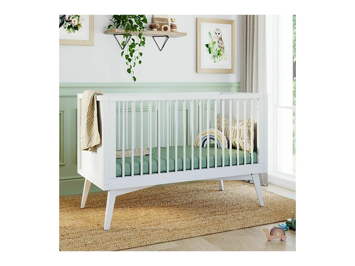 Lit bébé évolutif Montessori 70x140 cm bois massif blanc MARLEY