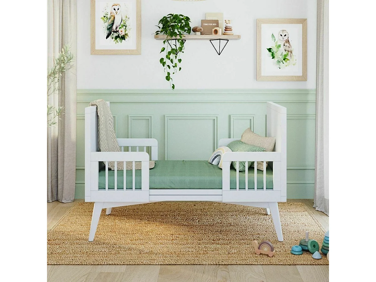 Lit bébé évolutif Montessori 70x140 cm bois massif blanc MARLEY