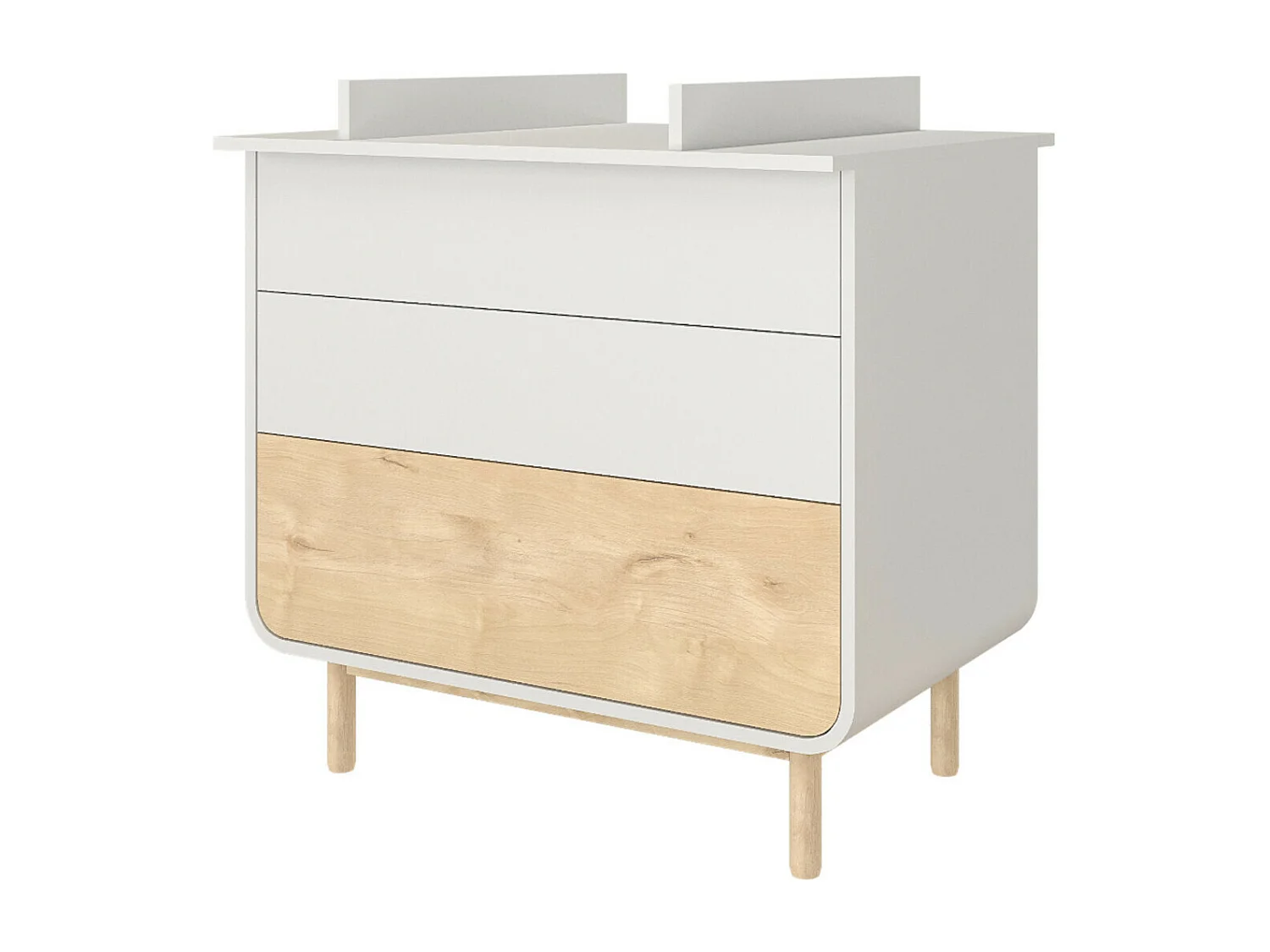 Commode à langer 3 tiroirs  panneaux de fibres blanc et bois SASHA