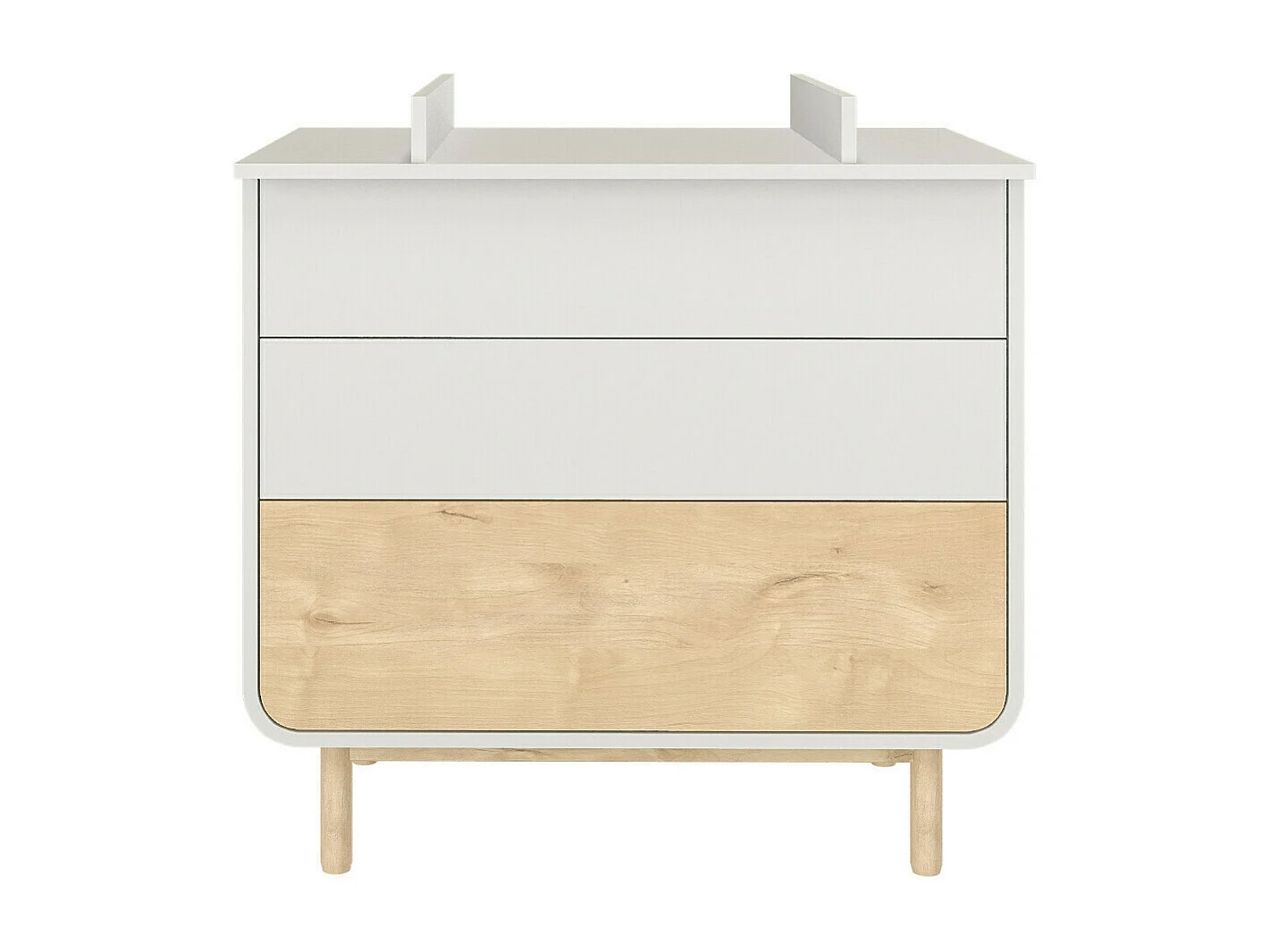 Commode à langer 3 tiroirs  panneaux de fibres blanc et bois SASHA