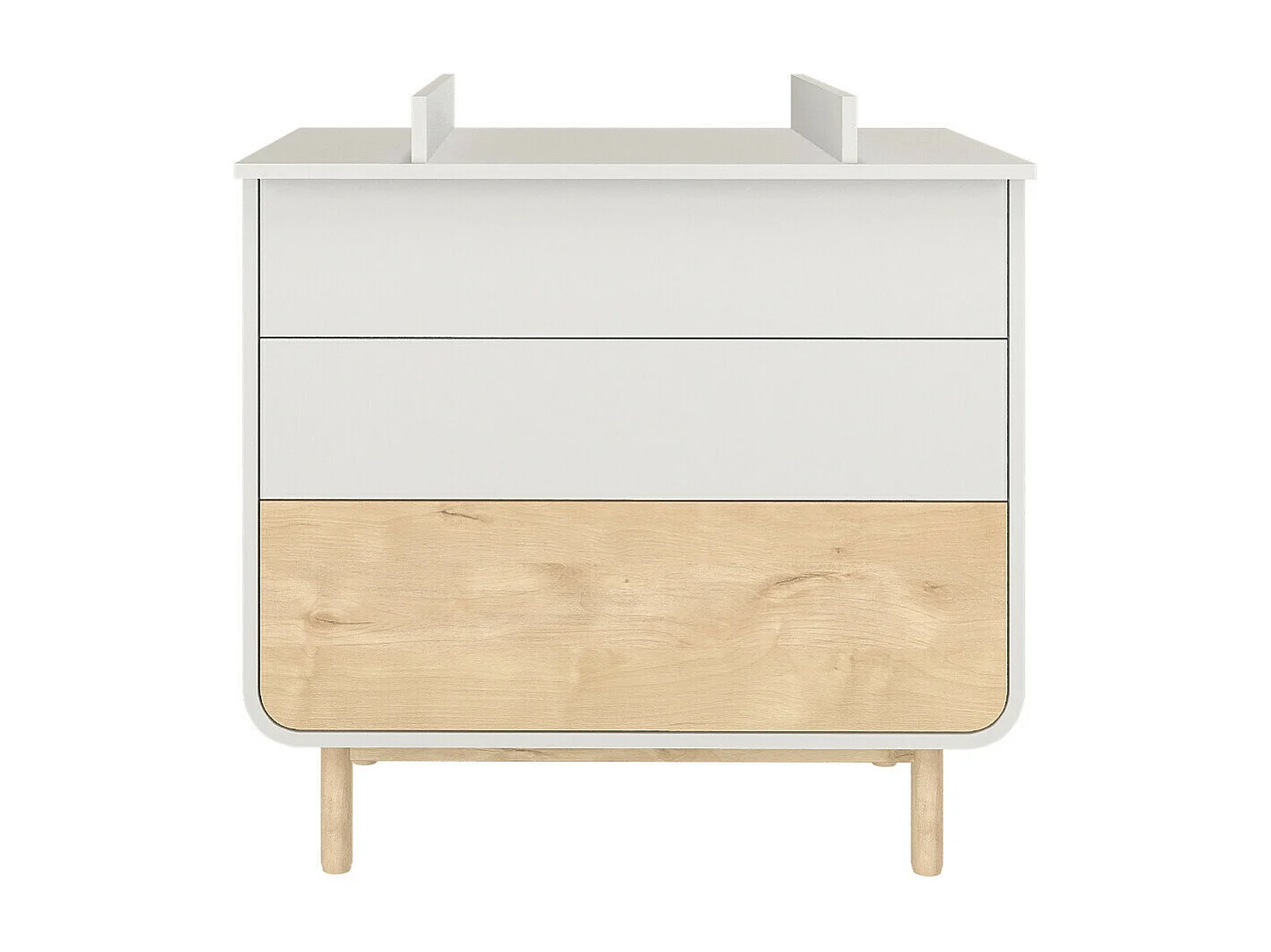 Commode à langer 3 tiroirs  panneaux de fibres blanc et bois SASHA