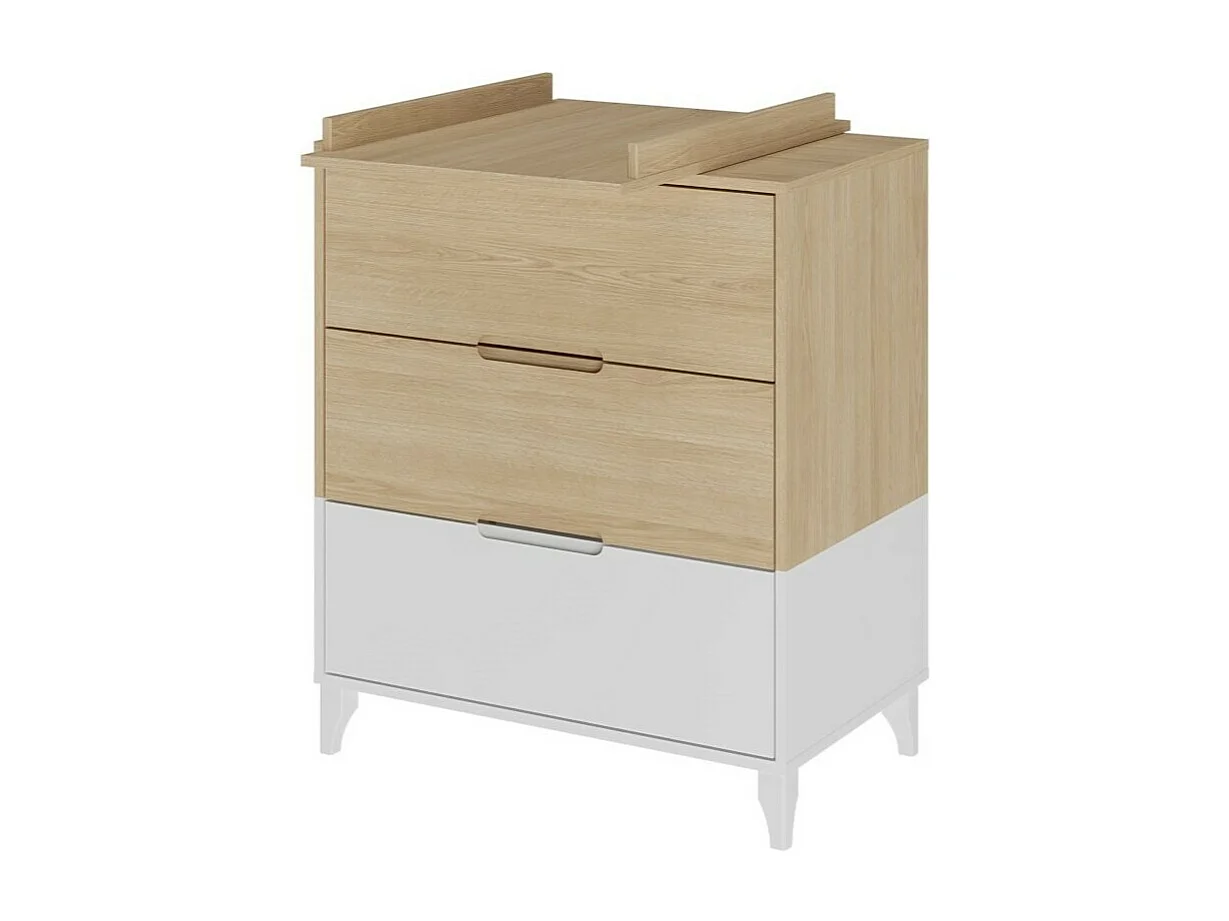 Commode à langer 3 tiroirs  panneaux de fibres blanc et bois DIXIE