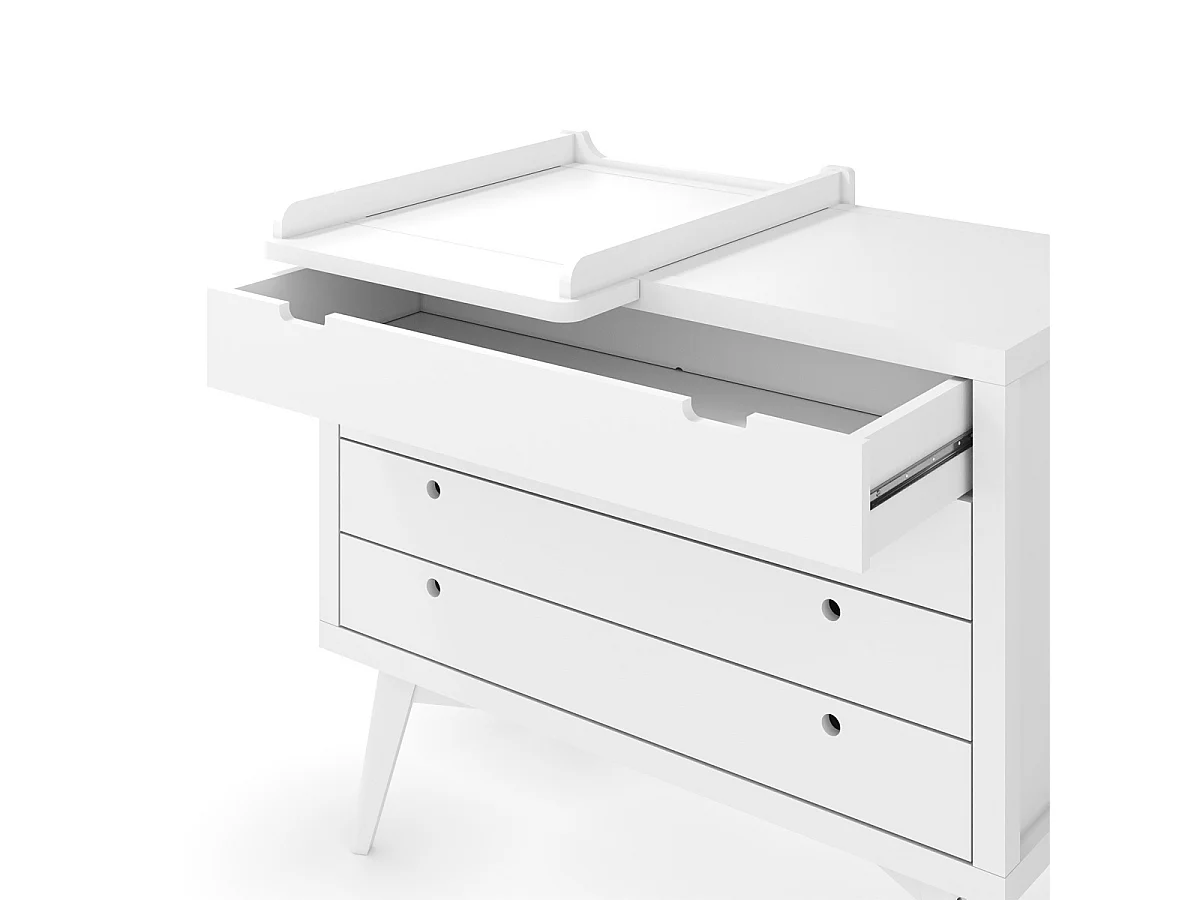 Commode à langer 4 tiroirs  bois massif blanc MARLEY