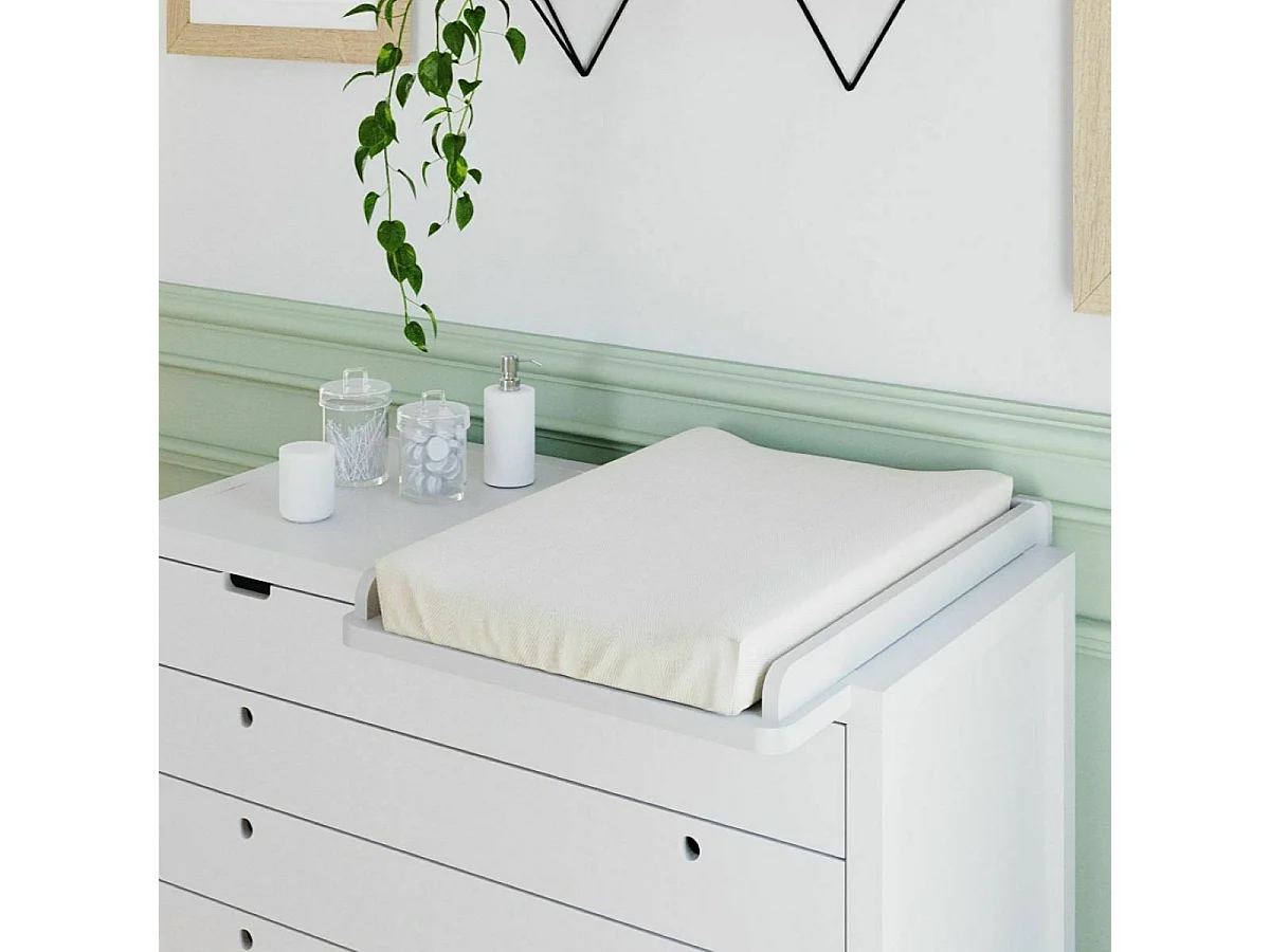 Commode à langer 4 tiroirs  bois massif blanc MARLEY