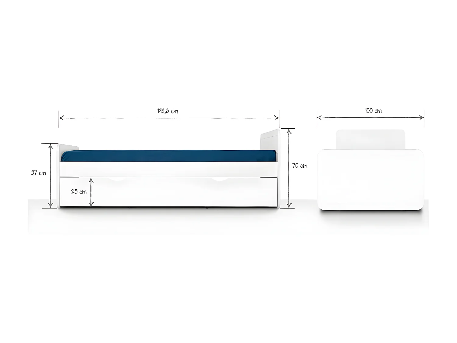 Pack lit gigogne avec 2 matelas 90x200 cm bois massif bois LUPIN