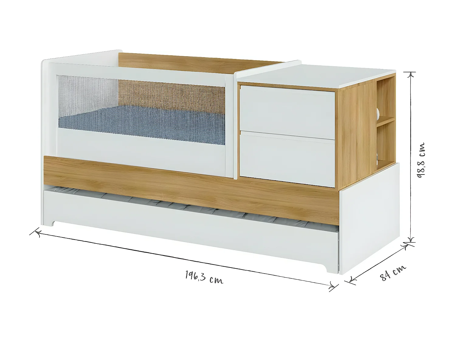 Lit bébé multifonction 70x130 cm panneaux de fibres bois ALBA
