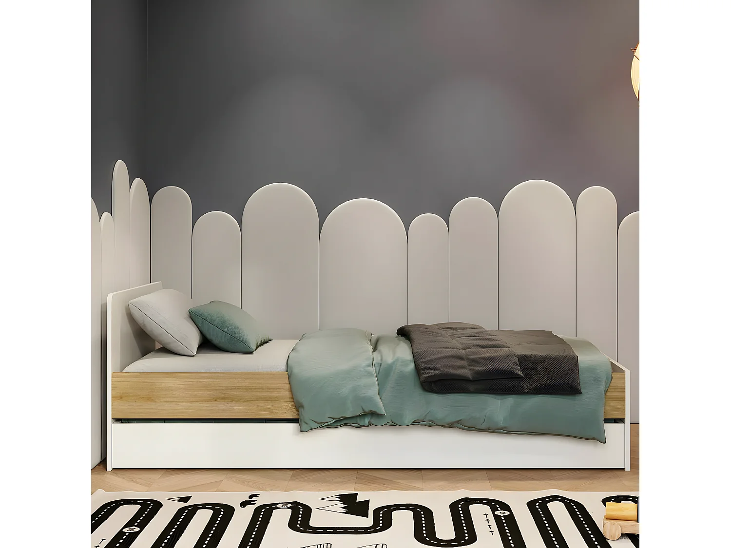 Lit bébé multifonction 70x130 cm panneaux de fibres bois ALBA