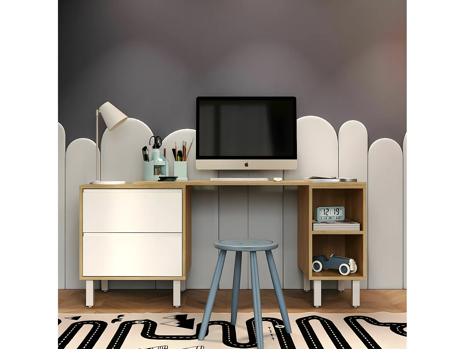 Lit bébé multifonction 70x130 cm panneaux de fibres bois ALBA