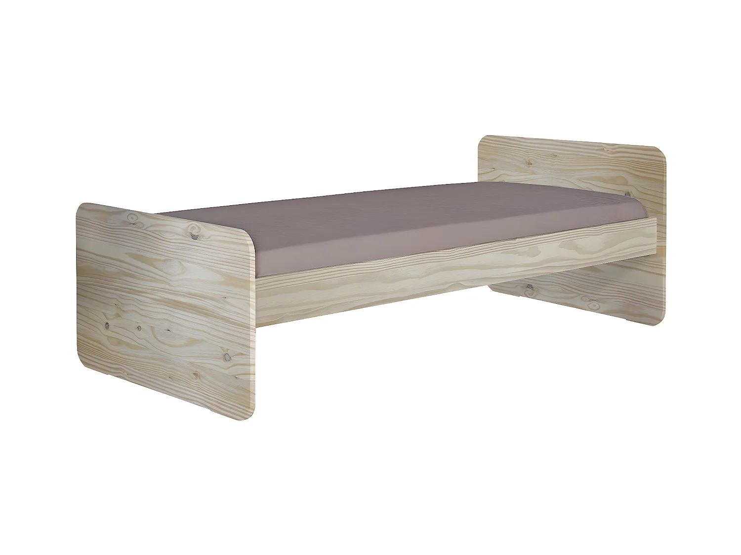 Pack lit avec matelas 90x200 cm bois massif bois LUPIN