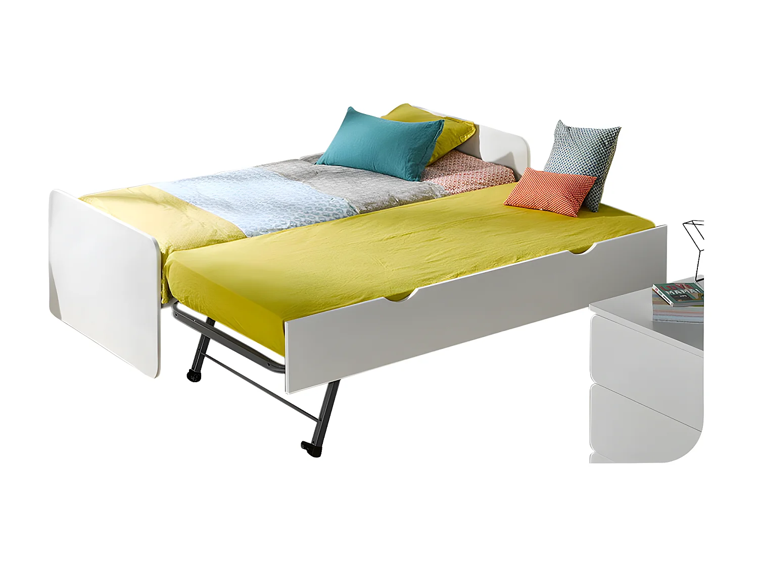 Lit gigogne 90x200 cm bois massif blanc LUPIN