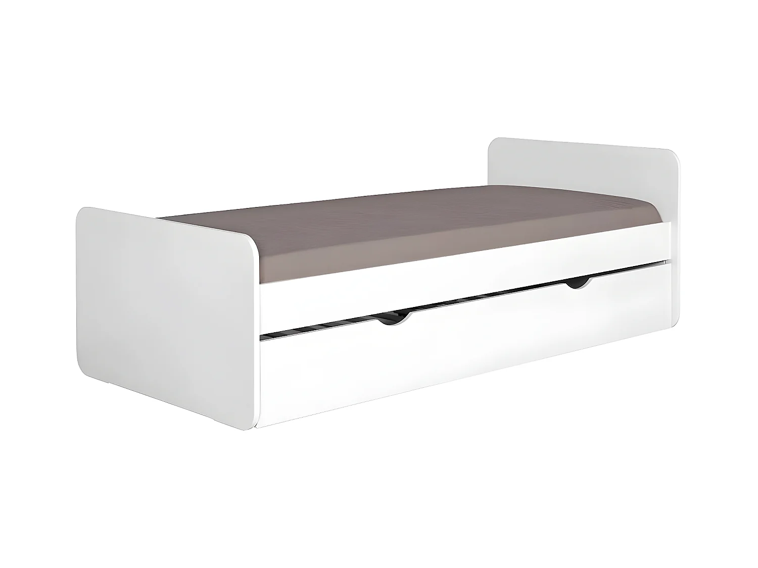 Lit gigogne 90x200 cm bois massif blanc LUPIN