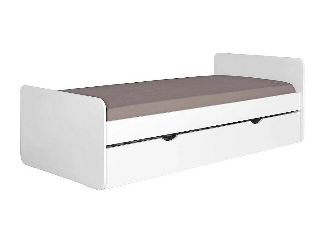 Lit gigogne 90x200 cm bois massif blanc LUPIN