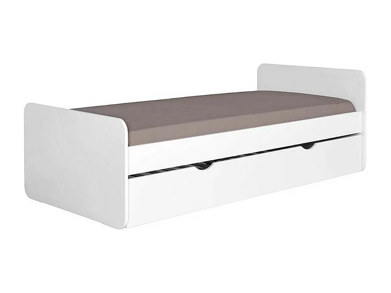 Lit gigogne 90x200 cm bois massif blanc LUPIN