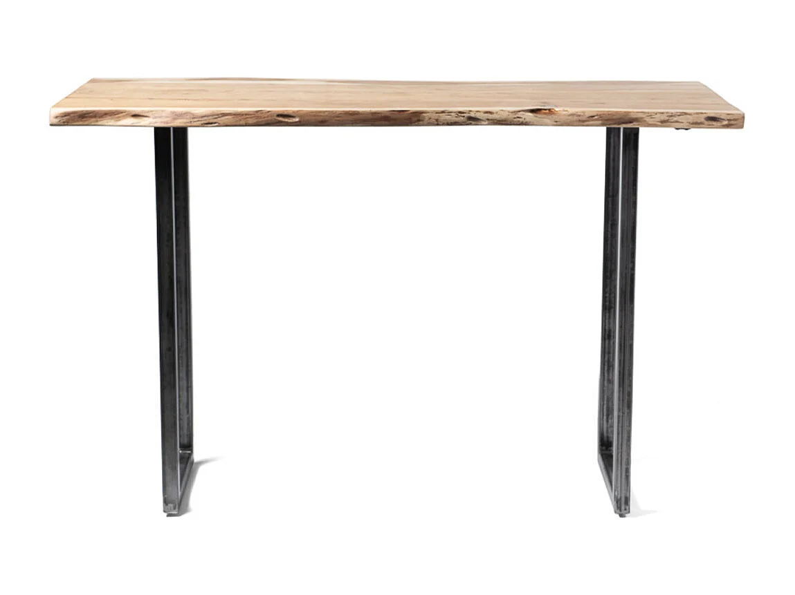 STEELWOOD - Table haute en bois d'acacia et métal brossé