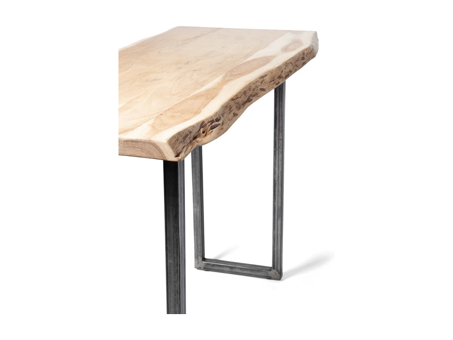 STEELWOOD - Table haute en bois d'acacia et métal brossé