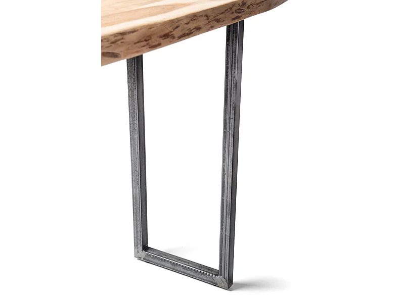 STEELWOOD - Table haute en bois d'acacia et métal brossé