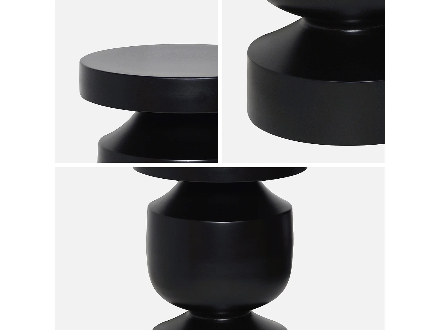 Table d'appoint. bout de canapé. table de chevet en métal coloris noir. Alma. Ø30.5 x H 43.5cm