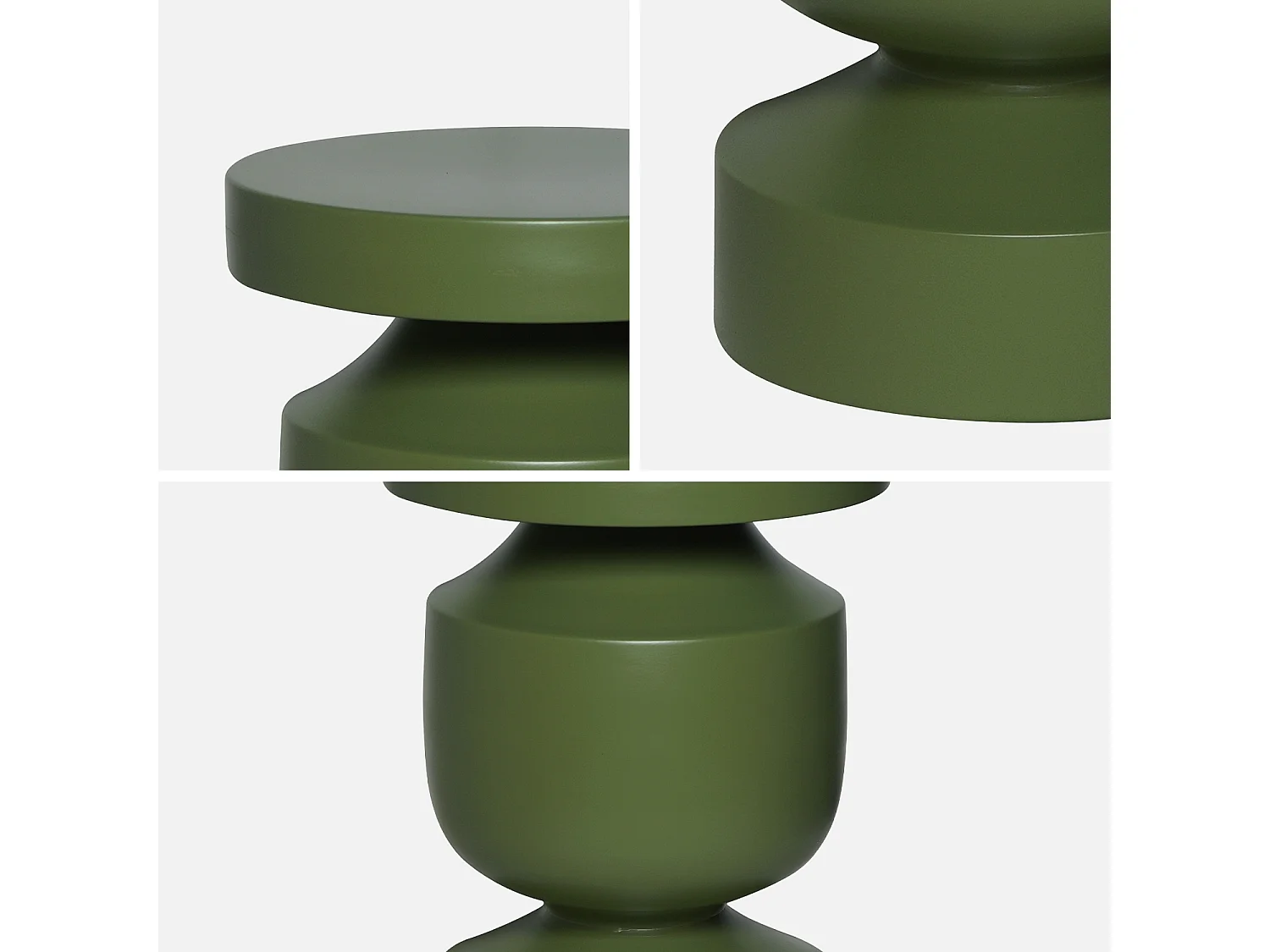 Mesa auxiliar de metal kaki oscuro